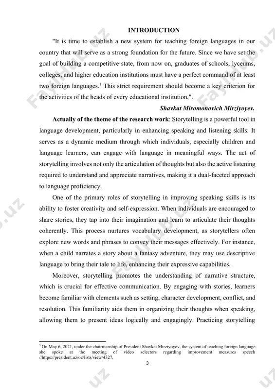 o engage in discussions, ask questions, and share their interpretations. this interaction cultivates a supportive environment where individuals feel comfortable expressing their thoughts and opinions, further enhancing their speaking skills. incorporating storytelling into language education can take various forms, such as personal narratives, fables, folklore, and even digital storytelling. each format presents unique opportunities for learners to practice both speaking and listening. for example, using digital tools to create multimedia stories allows learners to combine visuals with their narratives, appealing to different learning styles and enhancing engagement. the aim the theme: storytelling is a powerful tool in language development, particularly in enhancing speaking and listening skills. it engages learners, fosters creativity, and provides a context for language use. through storytelling, individuals can develop their abilities to articulate thoughts, understand narrative structures, and actively listen to others. the scientific novelty course work: storytelling has long been recognized as an essential component …