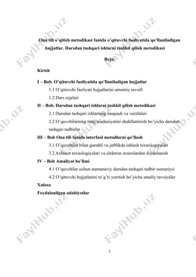 ona tili o’qitish metodikasi — DOCX