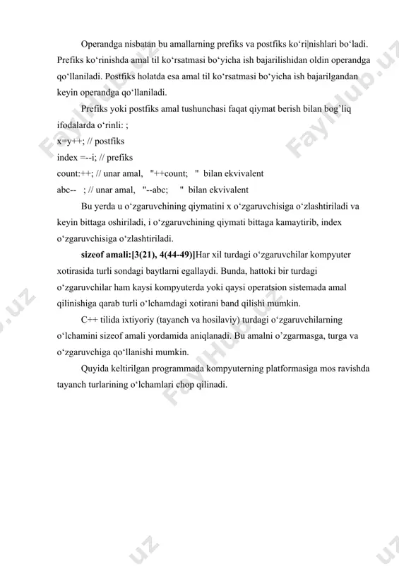 c++ tilida amallar va qiymat berish operatori - Page 3