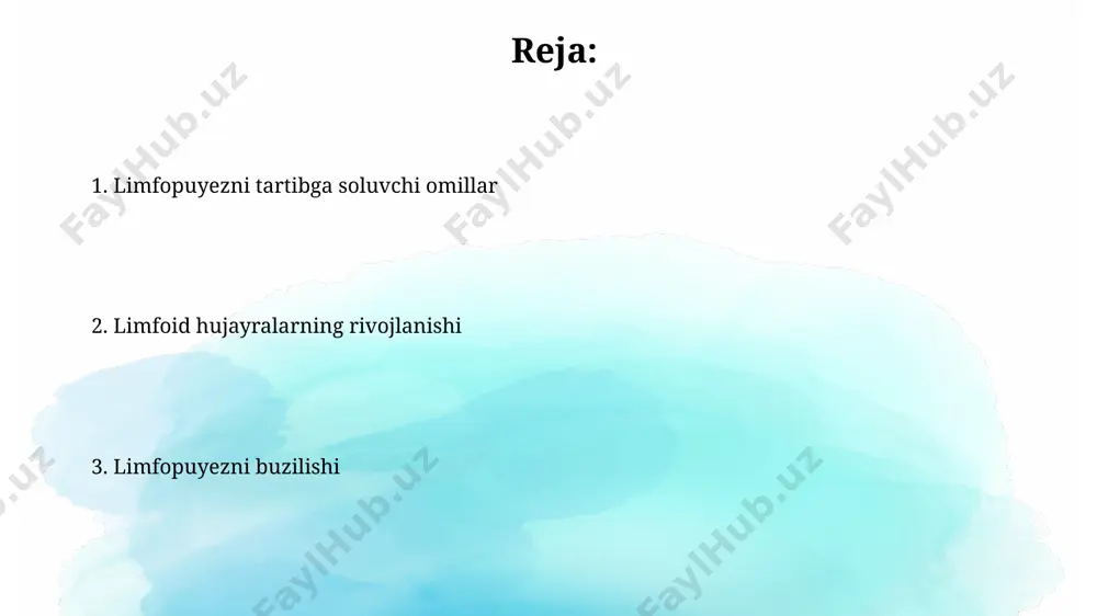 bo'ladi va periferik to'qimalarga migratsiya qiladi. t hujayralarining ontogenezisi t hujayra retseptorlari (tcr) genlarining rekombinatsiyasi, v(d)j rekombinatsiya mexanizmi orqali sodir bo'lib, bu jarayonning natijasi bo'lib millionlab turli xil tcr ning hosil bo'lishiga olib keladi va bu immun tizimining xilma-xil antigenlarga javob berish imkoniyatini oshiradi. t hujayralarining rivojlanishi thymus bezining stromal hujayralari, jumladan epiteliy hujayralari va dendritik hujayralar bilan yaqin aloqada bo'ladi va bu o'zaro ta'sirlar t hujayralarining yetuklanishi uchun zarur bo'lgan signal molekulalarini ajratishni ta'minlaydi. masalan, notch signallari. mikromuhitning ahamiyati limfoid hujayralarni differentsiatsiyasi va yetilishi uchun zarur bo'lgan sitokinlar, o'sish omillari va hujayraaro o'zaro ta’sirlarning 30 dan ortiq turi, masalan, il-7, suyak iligida aniqlanadi. suyak iligi mikromuhiti, taxminan 10¹² ta hujayradan iborat bo'lib, t hujayralarining timustagi rivojlanishi uchun muhim bo'lgan stromal hujayralarni o'z ichiga oladi. sitokinlarning roli transforming o'sish omili-β (tgf-β) sitokini, aksincha, limfotsipoezni susaytiradi va immunitetni bostiradi. taxminan 10 dan ortiq izoformasi mavjud bo'lib, ularning har biri turli xil …