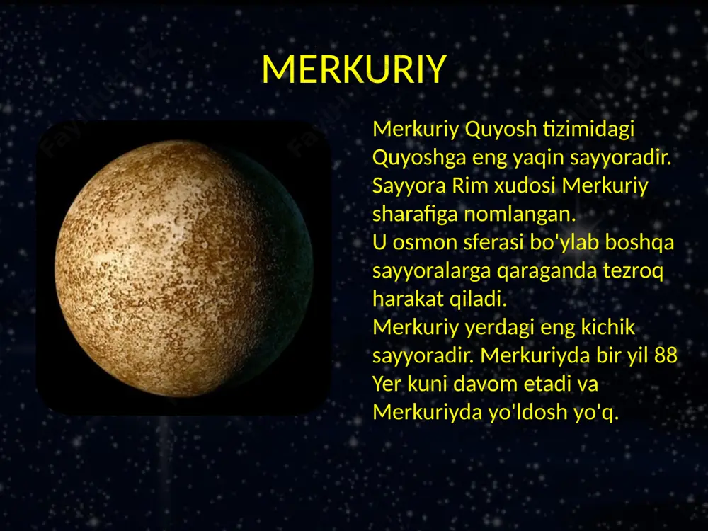 shi paytida zenitdagi mars osmoni qizg'ish-pushti rangga ega va quyosh diskiga yaqin joyda - ko'kdan binafsha ranggacha, bu yerdagi tonglar rasmiga mutlaqo ziddir. yupiterning oylari yupiterda kamida 63 ta yoʻldosh mavjud boʻlib, ulardan eng kattasi io, yevropa, ganymede va callisto. yer bizning yer va yupiterning yo'ldoshlarining o'lchamlarini solishtiring. saturn saturn quyoshdan oltinchi sayyora va quyosh tizimida yupiterdan keyin ikkinchi eng katta sayyoradir. saturn gaz giganti bo'lib, rim qishloq xo'jaligi xudosi sharafiga nomlangan. saturn halqa tizimiga va 62 ta sun'iy yo'ldoshga ega. saturn haluzalari endi ma'lumki, barcha to'rtta gaz gigantining halqalari bor, ammo saturnniki eng sezilarli. halqalarning qalinligi bir kilometrdan kam. halqalar muz yoki toshdan yasalgan milliardlab mayda orbita zarralaridan iborat. uran uran quyoshdan yettinchi, diametri bo'yicha uchinchi va massasi bo'yicha quyosh tizimidagi to'rtinchi sayyoradir. sayyora yunoncha osmon xudosi uran sharafiga nomlangan. sayyora o'z tomonida aylanadi, shuning uchun har bir qutb 42 yer yili, keyin esa 42 yil quyosh nuri ostida …