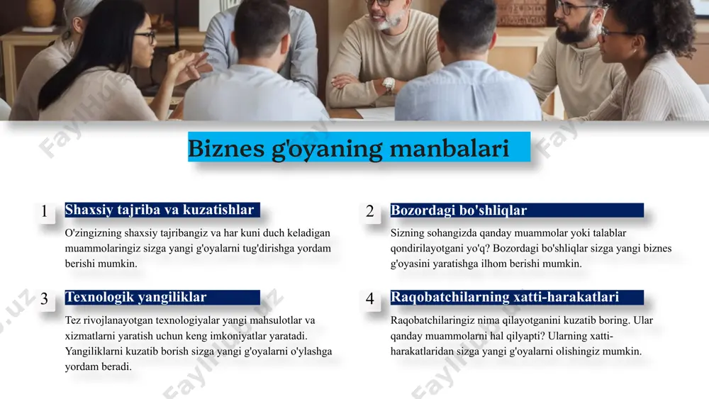 olashdir. ular, shuningdek, loyihani rivojlantirish uchun moliyaviy resurslarni taqsimlashga yordam beradi. 12 tez va arzon dastlabki hisob-kitoblarni amalga oshirish tez va arzon, chunki ular batafsil tahlilni talab qilmaydi. loyiha muvaffaqiyatining ehtimolini oshiradi dastlabki hisob-kitoblar loyihaning iqtisodiy jihatdan maqsadga muvofiqligini baholaydi va loyiha muvaffaqiyatining ehtimolini oshiradi. loyihani rejalashtirish jarayonini soddalashtiradi dastlabki hisob-kitoblar loyihaning asosiy xarajatlarini aniqlashga yordam beradi va rejalashtirish jarayonini soddalashtiradi. 13 dastlabki hisob-kitoblarning afzalliklari loyiha rejasi nima? loyiha rejasi - bu loyihaning muvaffaqiyatli bajarilishi uchun zarur bo'lgan barcha bosqichlarni aniq va batafsil tavsiflaydigan hujjat. u loyiha boshlanish sanasi, tugash sanasi, har bir bosqichning davomiyligi, zarur resurslar, mas'ullar va boshqa muhim ma'lumotlarni o'z ichiga oladi. loyiha rejasi loyihaning muvaffaqiyatli bajarilishi uchun yo'l xaritasi vazifasini o'taydi va loyiha jamoasi uchun aniq yo'nalish beradi. 14 loyiha rejasining afzalliklari aniqlik va tushunish loyiha rejasi barcha ishtirokchilar uchun loyiha maqsadlari, vazifalari va o'zaro bog'liqliklarini aniq ko'rsatadi. bu loyiha jarayonida chalkashliklarni kamaytiradi va hamma bir …