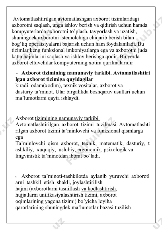 avtomatlashtirilgan axbort tizimining tuzilmasi va ta'minoti - Page 4