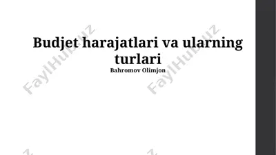 budjet harajatlari va ularning turlari — PPTX
