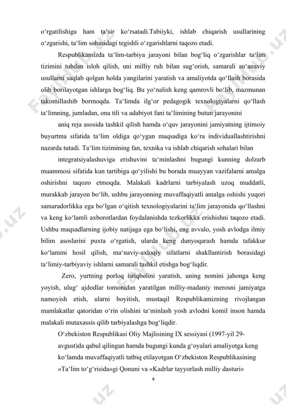 ilandi: – turkiy tillarning umumiy xususiyatlarini yoritish; – o‘zbek-turk tilidagi so‘zlarning imkoniyatini ko‘rsatadigan birliklar tasnifini tuzish; – o‘zbek-turk tilidagi zoonimning qiyosiy tahlilini qilish, maqollarda ishlatilgan hayvon nomlari qiyosiy tahlil qilishga harakat qildim. mavzuning o‘rganilish darajasi. o‘zbek tilshunos olimlaridan z.t. xolmonova turkiy tillar oilasi va aynan turk tilining grammatik va semantik xususiyatlari haqida juda ko‘p ma’lumotlar berib o‘tgan. bundan tashqari yana tilshunos olimimiz abdurasulov ham turkiy tillar oilasi va turk tili haqida qimmatli ma’lumotlar aytib o‘tgan. mavzuning amaliy va nazariy ahamiyati. o‘zbek-turk tilidagi hayvon nomlari o‘rganilishi bevosita ularning statistikasini chiqarish barobarida ularning qanday birliklar bilan kelishi, qo‘llanilish o‘rinlari, shakllari, birikuvchanlik xususiyatlari, uning tuzilishi, tarkibining o‘rganilishi, turkumlarining ochib berilishi kabi qiyosiy tahlilini o‘rganishga yordam beradi. kurs ishining metodologik asosi. sifatida o‘zbekiston respublikasining “ta’lim to‘g‘risida”gi qonunlari va boshqa me’yoriy hujjatlari olindi. “o‘zbek tilining izohli lug‘ati”, “turkcha-o`zbekcha izohli lug‘at”, “hozirgi o‘zbek tili”, ‘‘turkiy tillar qiyosiy- tarixiy grammatikasi’’ kursiga oid qator darsliklar, o‘quv qo‘llanmalar asos …