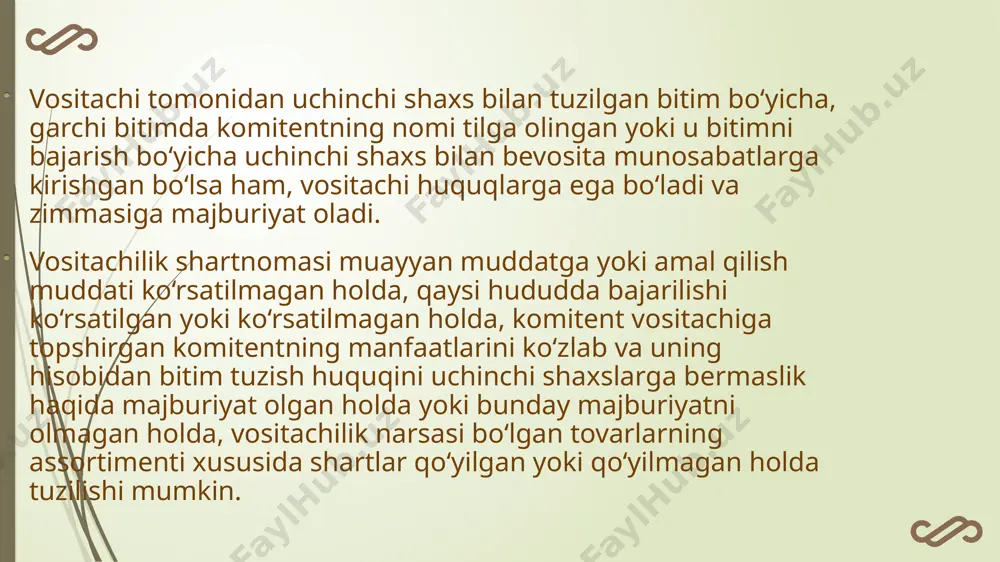 hartnomasi bo‘yicha bir taraf (boshqaruvning muassisi) ikkinchi tarafga (ishonchli boshqaruvchiga) mol-mulkini muayyan muddatga ishonchli boshqaruvga topshiradi, ikkinchi taraf esa ushbu mol-mulkni boshqaruvning muassisi yoki u ko‘rsatgan shaxs (foyda oluvchi) manfaatlarini ko‘zlab boshqarish majburiyatini oladi. mol-mulkni ishonchli boshqarishga topshirish bu mol-mulkka mulk huquqining ishonchli boshqaruvchiga o‘tishiga olib kelmaydi. ishonchli boshqaruvchi mol-mulkni ishonchli boshqarar ekan, ishonchli boshqarish shartnomasiga muvofiq ushbu mol-mulkka nisbatan foyda oluvchining manfaatlarini ko‘zlagan holda har qanday yuridik va amaliy harakatlarni qilishga haqli. qonunda yoki shartnomada mol-mulkni ishonchli boshqarish bo‘yicha ayrim harakatlarga nisbatan cheklovlar nazarda tutilishi mumkin. ishonchli boshqarishga topshirilgan mol-mulk yuzasidan bitimlarni ishonchli boshqaruvchi o‘z nomidan amalga oshiradi, bunda u o‘zining shunday boshqaruvchi sifatida ish olib borayotganini ko‘rsatadi. agar yozma tarzda rasmiylashtirishni talab qilmaydigan harakatlar amalga oshirilayotganida ikkinchi taraf ishonchli boshqaruvchi bu harakatlarni ana shunday boshqaruvchi sifatida amalga oshirayotganligidan xabardor qilingan bo‘lsa, yozma hujjatlarda esa ishonchli boshqaruvchining ismi yoki nomidan keyin tegishli belgi qo‘yilgan bo‘lsa, mazkur shartga rioya qilingan …