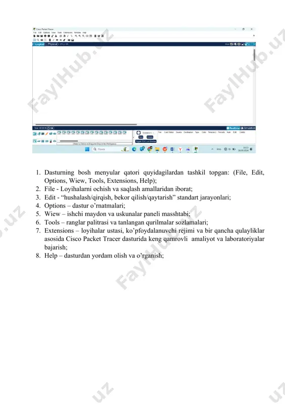 tarmoq simuliyatorlari bilan ishlash. cisco paket tracer dasturini sozlash va ishlash jarayonini tekshirish. - Page 3