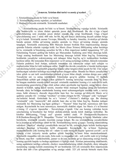 xristianlik tarixi va asosiy g‘oyalari — DOC