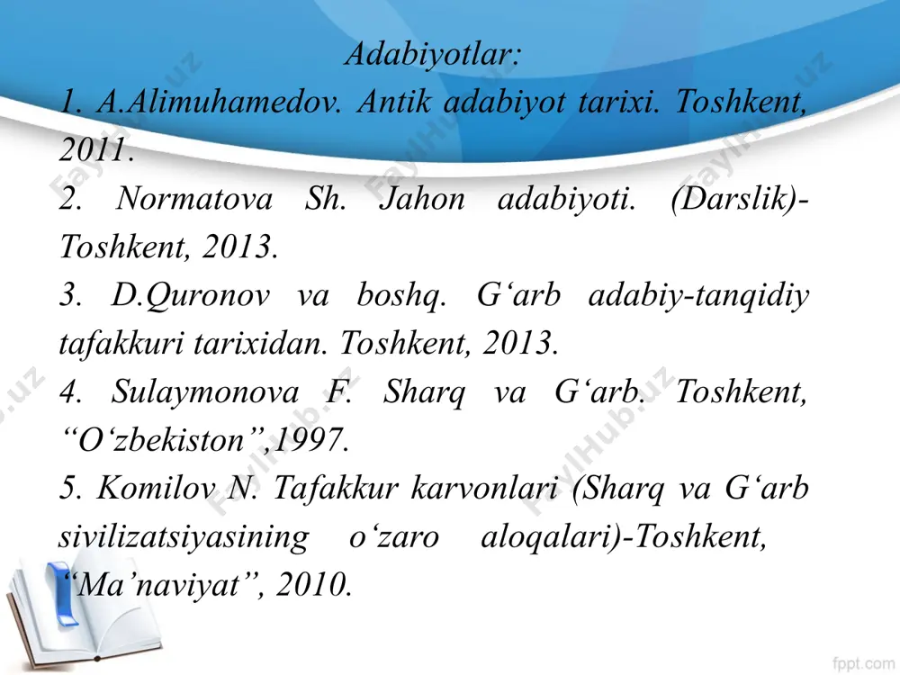 a” va “mahabhorat” dostonlarini buyuk hind adibi robindranat tahur homerning “iliada” va “odisseya” dostonlariga qiyoslaydi. qadimgi hind eposlari jahondagi juda ko‘p tillarga tarjima qilingan. “ramayana” dostonini yozuvchi va tarjimon muhammad ali o‘zbek tiliga tarjima qilgan. “panchatantra” hamda “kalila va dimna”. qadimgi hind adabiy-estetik tafakkurining nodir durdonalaridan biri “panchatantra” (besh kitob) asari milodning iii-iv asrlarida vujudga kelgan. dramaning paydo bo‘lishi. afsonalarga ko‘ra dionis yiliga faqat ikki marta bayram o‘tkazish taomilga kiradi. avval bahorda, tabiatning uyg‘onish paytlariga, kuzda uzumlarni uzish yoki yangi hosildan solingan mayni suzish vaqtlariga to‘g‘ri keladigan bu bayram kunlari, endi, shirin xursandchilik, sho‘x-sho‘x o‘yin-kulgilar bilan o‘tkaziladigan bo‘ladi. tragediyaning bevosita dionis marosimlari bilan bog‘liq bo‘lganligiga va to‘g‘ridan-to‘g‘ri shod-xurramlik ma’budi sha’niga to‘qilgan difiramb qasidalardan o‘sib chiqqanligiga aristotel ham sira shubha qilmaydi va bu to‘g‘rida «poetika» asarining to‘rtinchi bobida qat’iy fikrlar aytadi. ulug‘ faylasufning izohiga qaraganda, hatto «tragediya» iborasining o‘zi ham dionis shaxsi bilan mahkam bog‘liqdir. bu atama trago va oide degan …