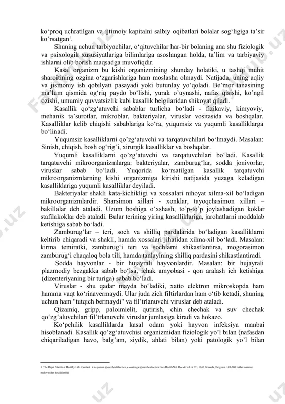 troqda boshlanadi va o‘pkaning diafragma yuzasiga qarab qiyshiq yo‘naladi. natijada o‘pkalar ikki bo‘lakka bo‘linadi. bu egatdan tashqari o‘ng o‘pka taxminan iv qovurg‘ada joylashgan ikkinchi gorizontal egat (fissura horizontalis) bilan yana bir bo‘lakka bo‘linadi. bundan tashqari, nafas tezligi uning emotsional holatliga bog‘liq bo‘ladi. bosh miya katta yarim sharlarining peshona bo‘laklarini ta’sirlash nafas harakatlarining o‘zgarishiga sabab bo‘ladi. sportchida start oldidan, o‘quvchining imtihon oldidan, ishchini mehnat jarayoni boshlanishi oldidan nafasini tezlashishi ham shartli refleksdir. nafas olish gigiyenasi deganda, to’g‘ri nafas olishni ta’minlash tushuniladi. nafas jarayonida atmosfera havosi burun bo‘shlig‘iga kirib isiydi, namlanadi, ancha changdan tozalanadi. burun bo‘shlig‘ida tukchalarning bo‘lishi bunga yordam beradi. demak, burun bilan nafas olish gigiyenik jihatdan maqsadga muvofiq hisoblanadi. og‘iz bilan nafas olganda kalla suyagining yuz qismi va ko‘krak qafasi rivojlanishida kamchiliklar yuz beradi. tez-tez shamollash xalqum va traxeyaning shilliq qavatining yallig‘lanishiga olib keladi. ammo gapirganda, ashula aytilganda og‘iz bilan nafas olishga majbur bo‘linadi. shuning uchun ashula darslari o‘tkaziladigan xonalar …
