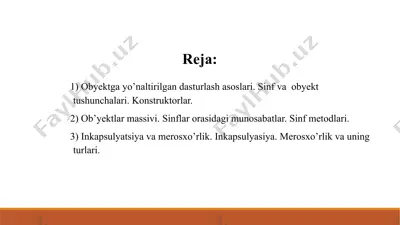 obyektga yo’naltirilgan dasturlash asoslari — PPTX