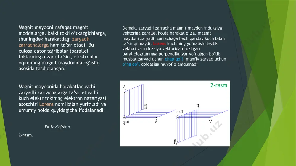 magnit maydon va uning zaryadli zarrachalarga ta’siri - Page 5