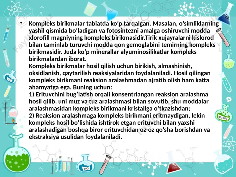 metallarning akseptorli ligandlar bilan kompleks birikmalari - Page 5