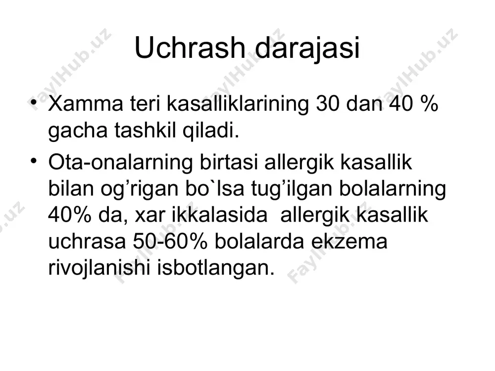 ofesional ekzemaning tipik joylashgan o`rni ekzemani davolash printsiplari kasallikni keltirib chiqaruvchi allergenlarni aniqlab ularni ta`sirotini bartaraf etish parxez antigistamin preparatlarini berish tinchlantiruvchilar berish ichki a`zo kasalliklarini aniqlab ularni davolash kortikosteroidli preparatlar bilan qisqa vaqtli davolash o`tkazish maxalliy davo uchun muolajalar buyurish