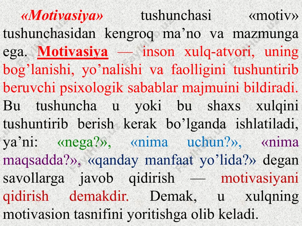 dalasidagi xashar bo’lsa-chi, bir burda issiq non ham butun tanaga rohat baxsh etuvchi malham bo’lib, ochlikni bilintirmaydi. kamtarona dasturxondan ovqat yeb o’rgangan kishi oz-oz yeyishga o’rgansa, yoshligidan normadan ortiq yeb o’rgangan odam vrach oldiga borib, o’zi uchun ozdiruvchi dori-darmon so’rasa so’raydiki, lekin uyda o’zi yemishini nazorat qilishi kerakligini bilmaydi. demak, bu ham madaniyatga, etikaga, oila muhitiga bevosita bog’liq narsa ekan. umuman shaxs sosial xulqi motivi haqida gap ketganda, uning ikki tomoni yoki elementi ajratiladi: harakat dasturi va maqsad. harakat dasturi maqsadga erishishing vositalariga aniqlik kiritadi. shuning uchun ham dasturda nazarda tutilgan vositalar maqsadga erishishni oqlashi kerak, aks holda dastur hech narsa bermaydi. masalan, ba’zi ota-onalar farzandlarini yaxshi tarbiyalash va undan ideallaridagi shaxs yetishib chiqishini orzu qilib, uning oldiga juda og’ir tarbiyaviy shartlarni qo’yadilar, bola erkinligi bug’iladi, u qat’iy nazorat muhitida ushlanadi. oqibatda bola keyinchalik boshqarib bo’lmaydigan, qaysar, uncha-muncha tashqi ta’sirga berilmaydigan bo’lib qolib, har qanday boshqa sosial sharoitda qiynaladigan bo’lib …