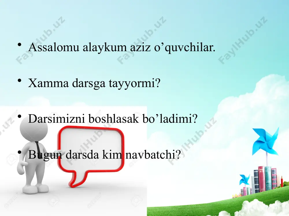 . shu o‘rinda ularga tabiatni sevish lozimligi aytib o‘tiladi va poyezd oynalariga tosh otish yomon odat ekanligi uqtiriladi. yangi mavzuning bayoni. o‘quvchilar e'tibori darslikdagi 20 dan 29 gacha bo‘lgan sonlar ketma-ketligi, tartibi hamda tarkibiga qaratiladi. 20,21,22,23,24,25,26,27,28,29 - bular ikki xonali sonlar deyiladi. 21 soni - bu bitta 20 va 1 dan; 22 soni - bu bitta 20 va 2 dan; 23 soni - bu bitta 20 va 3 dan iboratdir. 20 dan 29 gacha bo‘lgan sonlar qanday hosil bo‘lishi ko‘rsatiladi. xona birliklarining o‘rni va atalishi aytiladi. abak yordamida berilgan sonlar hasil qilinadi. o‘quvchilarga abak haqida tushuncha beriladi. abak (lotincha abacus - taxta, hisob taxlasi) - yunonistonda, keyinchalik g'arbiy yevropada viii asrgacha arifmetik amallarni yechishda qo‘llaniladigan sanoq taxtachasi. taxtacha tasmalariga terilgan munchoq, toshchalar yordamida amallar yechilar edi. hozirga qadar ba'zi sharq mamlakatlarida abakga o‘xshash sanoq taxtachalari qo‘llaniladi. hisobda ishlatiladigan cho‘t ham abak turidir. 10 ta cho‘p birgalikda bitta o‘nlik, yana 10 …