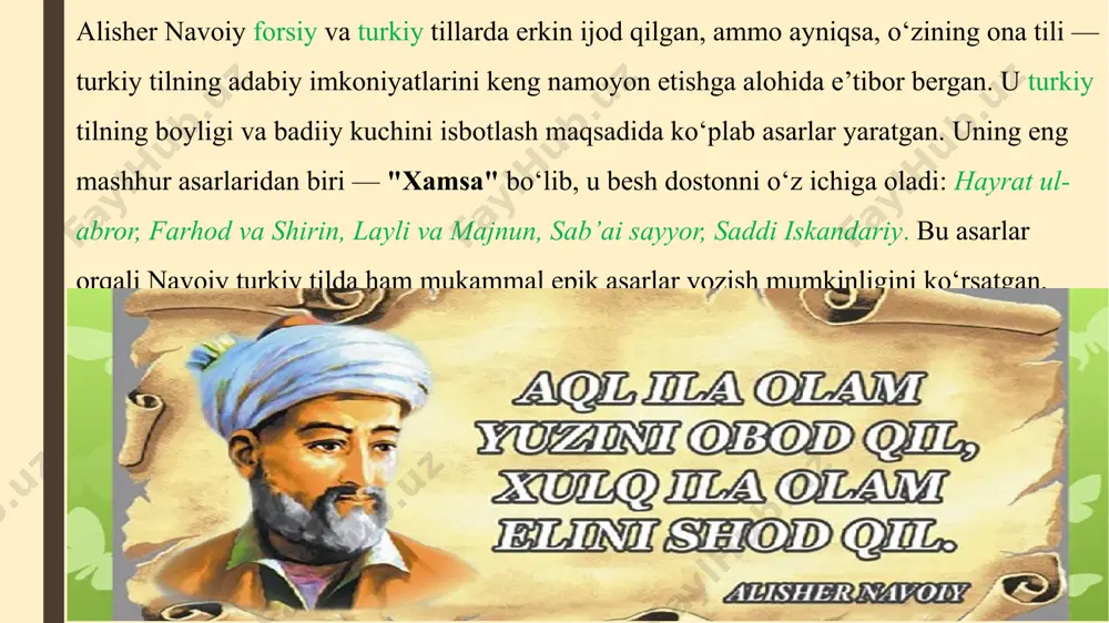 alisher navoiy asarlari - adabiy tilning yuksalishi - Page 5