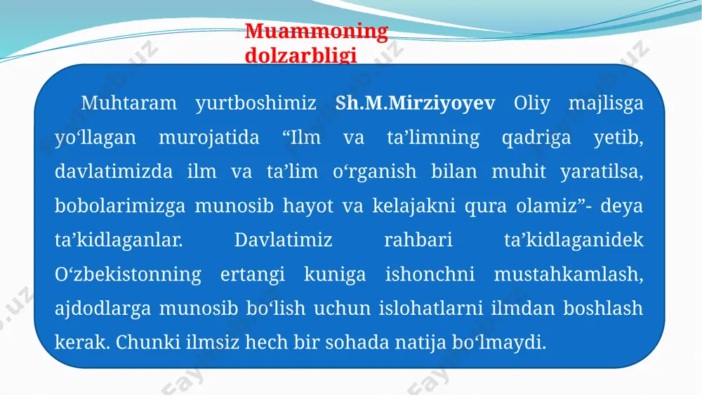 g o‘zlashtirilishini o‘qituvchilarning professional rivojlanishini ta’minlashga yo‘naltirilgan. fransiyada pedagogik kengash bo‘yicha mahsus bir davlat qonuni mavjud emas. ushbu sohada qonunlar qoidalar targ‘ibot ishlari har bir maktab yoki ta’lim muassasi tomonidan o‘zaro kelishuv asosida belgilanadi. qiyosiy tahlil etilganligi t/r amaldagi holatm (o‘zbekistonda) amaldagi holat (xorijda) taklif 1 pedagogik kengashlar yuqori bosim ostida o‘tadi kichik guruhlar tashkil qilinadi. (buyuk britaniya) pedagoglarning huquqiy savodxonligini oshirish. (pedagoglarning ko’pchiligi majburiyatni bajaradilar.) 2 pedagogik kengashda asosiy e’tibor o‘qituvchilarning kamchilliklariga qaratiladi. pedagogik kengashda o’qituvchilarning professional rivojlanishini yo’naltirishga qaratiladi. (koreya) o’qituvchilarni o’z ustida ko’proq ishlashga targ’ib qilaman. 3 maktablardagi pedagogik kengashlarda ayrim rahbarlar fikr bildirgan o’qituvchini yoki xodimga albatta kengashdan so’ng ta’sir o’tkazadi. pedagogik kengashlarda maktab rahbari muammoni jamoaga yetkazadi va o’qituvchilar esa bunga o’z munosabatini bildiradi. (buyuk britaniya) pedagogik kengash qarorlari shaffofligini ta’minlash uchun elektronlashni tavsiya qilaman. 4 barcha ta’lim muassasalarida fanlardan bilim berish birinchi darajali, kasbiy ta’lim esa keyingi o’rinlarda fanni o’zlashtira olmagan o’quvchilar kasb o’rganishga …