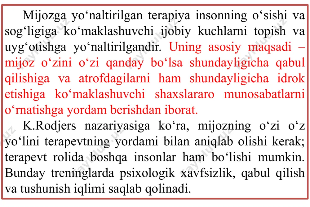 inglar. ishtirokchilarni jalb qilinishiga qarab: ochiq (hamma uchun); yopiq (korporativ). ishtirokchilarning yoshi, professional, ijtimoiy mavqeiga qarab: mutaxassislar uchun; rahbarlar uchun; maktab o‘quvchilari, talabalar va kattalar uchun. psixologik adabiyotlarda yuqorida keltirilgan trening turlaridan tashqari trening mashg‘ulotlari davomida hal etiladigan muammolarga ko‘ra va soddaroq ko‘rinishdagi turlarga ajratilganligini ham ko‘rish mumkin. jumladan: 1. treningni davomiyligiga ko‘ra: - bir martalik treninglar: bir kundan yetti kungacha davom etadi; - doimiy treninglar: bir haftada 1-2 marotabadan bir oyda bir marotabagacha kuniga bir necha soat shug‘ullanishadi. 2. guruhdagi ishtirokchilarning soniga ko‘ra: - kichik guruhli treninglar – 4-8 ishtirokchi; - katta guruhli treninglar – 30 kishidan ortiq ishtirokchilar. 3. o‘tkazilish uslubiga ko‘ra: - "dressura" – xulq-atvorning eng kerakli namunalarini shakllantirish va keraksiz xulq-atvor shakllarini qat’iy manipulyativ usullar orqali bartaraf etish treninglari; - ishtirokchilarning o‘zini namoyon etishlariga imkon yaratish – o‘zidagi psixologik muammolarning yechimini mustaqil hal etish usuli orqali imkon yaratiladi. - o‘rtacha guruhli treninglar – 8-30 ishtirokchi; - …