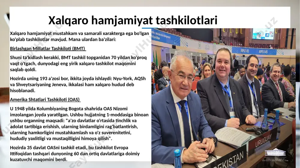 da bolalar va ularning oilalari huquqlari va farovonligi bilan bog'liq masalalarni hal etishda fuqarolik jamiyati tashkilotlari, parlament, jamoalar, yoshlar, ommaviy axborot vositalari, hamda ko'p tomonlama va ikki tomonlama rivojlanish bo'yicha hamkorlar bilan birgalikda yordam ko'rsatdi. o'zarxiv tashkiloti haqida oʻzbekiston respublikasi “oʻzarxiv” agentligi tomonidan mutasaddi tashkilotlar va idoralar bilan xalqaro nufuzdagi hamkorlik munosabatlarini oʻrnatish maqsadida, xususan, arxivshunoslik, arxeografiya, ish yuritish, elektron hujjat aylanishi sohasida ilmiy, metodik ishlarni tashkil etish va muvofiqlashtirish, xalqaro ilmiy tadqiqotlar natijalarini va ilmiy-texnika yutuqlarini respublika arxivlari amaliyotiga joriy etish; xorijiy tajribani inobatga olib zamonaviy texnologiyalardan foydalangan holda muntazam ravishda arxiv ishi va ish yuritish sohasida faoliyat koʻrsatayotgan xodimlarni malakasini oshirish tizimini shakllantirish; arxiv ishi va ish yuritish sohasidagi mamlakatimiz va xorijiy davlatlarning ilgʻor ish tajribasini oʻrganish va ommalashtirish, xorijiy arxivlarda saqlanayotgan oʻzbekiston tarixiga oid arxiv hujjatlari nusxalarini olib kelish kabi vazifalarni amalga oshirish uchun bir qator salmoqli xalqaro va mahalliy hamkorlik hujjatlari imzolanib, ular asosida tegishli chora-tadbirlar …