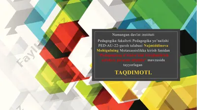pedagogning o'zini-o'zini rivojlantirish uzluksiz jarayon sifatida — PPTX