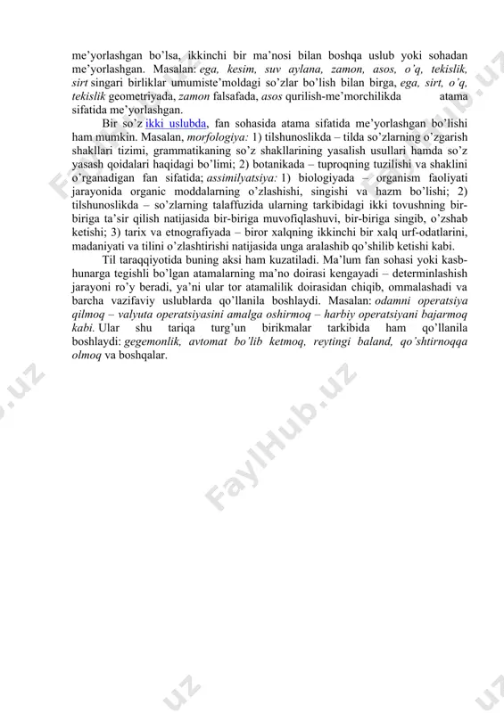 an foydalanishdagi vaziyatni muvofiqlashtirish, bir xillikni yuzaga keltirish, osonlik va qulaylik yaratish, eng muhimi, tushunarli bo’lishni ta’minlash maqsadida tavsiyalar berib boriladi. aytaylik, agroprom, agroximiya, akvarel, annotatsiya, arxeolog, astronom, vacant so’zlari o’rniga dehqonchilik sanoati, dehqonchilik kimyosi, suv bo’yoq, muxtasar bayon, qadimshunos, falakiyotchi, bo’sh o’rin/bo’sh lavozim kabi so’z birikmalarni ishlatish taklifi. ammo bu tavsiyalar qanchalik ilmiy, amaliy va me’yoriy asosga ega? bu variantlarning qaysi biri tilda yashab qolishi mumkin? ularning qaysi biri narsa va hodisaning, predmet va tushunchaning moniyatini to’laroq ifoda etadi? bu masalani, qaysi variant ma’qul bo’lishidan qat’i nazar, hayotning o’zi, til elementlaridan foydalanish jarayonini hal qiladi. lekin bunday tavsiyalarning berilishi, tavsiya etilayotgan varizntlarning afzallik tominlari tushuntirib berilishi mutlaqo zarur bo’lgan faoliyatdir. faqat shunday yo’l bilangina tilimiz takomillashib, sayqallashib, so’z ma’nolaridagi eng nozik imkoniyatlar ham reallashib boradi. aytilganlarning tasdig’i sifatida bir misol keltiramiz: psixologiya faniga oid ko’plab atamalar shu soha mutaxassislarining tavsiyasiga binoan o’z o’rnini sharq ilmida qo’llanib kelingan atamalarga bo’shatib …