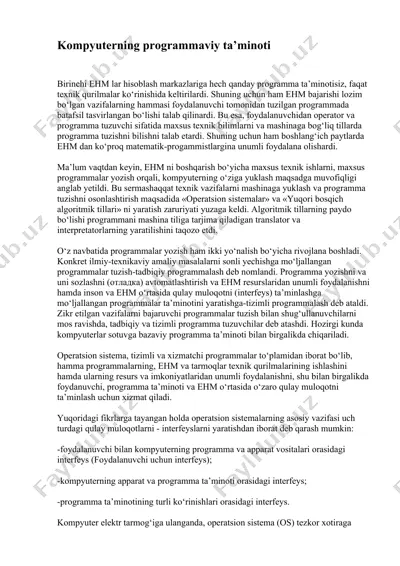 kompyuterning programmaviy ta’minoti — DOC