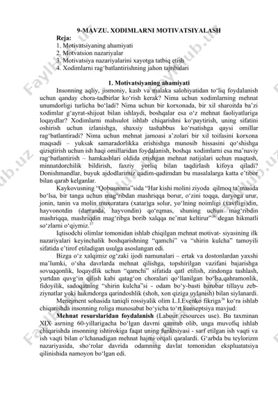 xodimlarni motivatsiyalash — DOCX