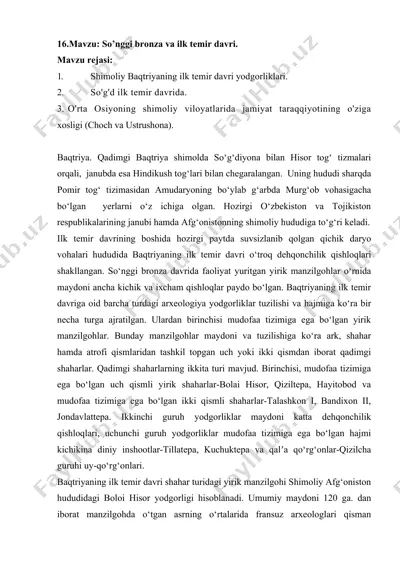 shimoliy baqtriya ildiz davri yodgorliklari — DOCX