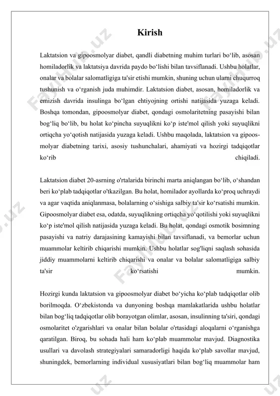 and darajasining o'zgarishi kabi belgilar bilan duch kelishadi. vaqtida aniqlanmasa, bu holat onaning sog'lig'iga jiddiy zarar etkazishi mumkin, masalan, gestatsion diabet rivojlanishi yoki boshqa metabolik kasalliklarga olib kelishi mumkin. bolalar uchun laktatsion diabetning ta'siri esa yanada murakkabroq. laktatsion diabet bo'lgan onalardan tug'ilgan bolalar, ko'pincha, og'ir vazn bilan tug'ilishadi. bu, o'z navbatida, bolalarda metabolik sindrom, qandli diabet va boshqa sog'liq muammolari xavfini oshirishi mumkin. laktatsion diabetda bolalarning o'sishi va rivojlanishi ham ta'sirlanishi mumkin, chunki onalarning organizmidagi gormonal muvozanat bolalarga beriladigan sut sifatiga va uning ozuqaviy qiymatiga bevosita ta'sir qiladi. kichik yoshdagi bolalarda emizish jarayonida laktatsion diabetdan azob chekayotgan onalar sutning tarkibini o'zgartirishi va bu esa bolalarning o'sishi va rivojlanishi uchun zarur bo'lgan ozuqa moddalarini qabul qilishida qiyinchiliklarga olib kelishi mumkin. ayniqsa, laktatsion diabet bilan bog'liq masalalar onalar va bolalar o'rtasidagi aloqaga ham ta'sir qiladi. onalar o'z sog'lig'ini nazorat qilishda qiyinchiliklarga duch kelishlari natijasida, emizish jarayonida stress va noqulaylik his qilishlari mumkin. …