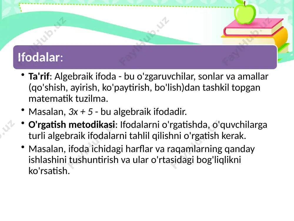 algebra element o’rgatish metodikasi - Page 4