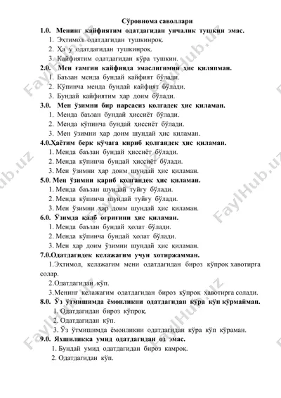 suvorovnama savollari — DOCX
