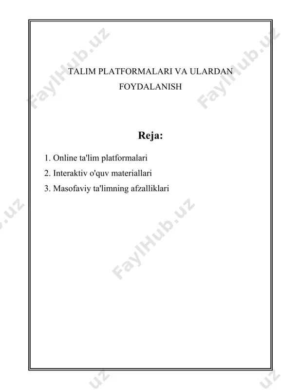 ngan yil: 2010 - ro'yxatdan o'tgan foydalanuvchilar soni: 2023-yil holatiga ko'ra, 57 milliondan ortiq. - kurslar soni: 213,000 dan ortiq (2023-yil holatiga ko'ra). - instruktorlar soni: 70,000 dan ortiq. - bozorlar: 75 tillarda xizmat ko'rsatadi. 5. **linkedin learning**: - asos solingan yil: linkedin tomonidan olingan yil, 2015. - ro'yxatdan o'tgan foydalanuvchilar soni: aniq ma'lumot yo'q, bir necha million foydalanuvchilarga ega. - kurslar soni: 16,000 dan ziyod. - kurslar asosiy yo'nalishlari: biznes, texnologiya va ijodiy sohalar. 6. **futurelearn**: - asos solingan yil: 2012 - ro'yxatdan o'tgan foydalanuvchilar soni: 15 milliondan ortiq. - hamkor universitetlar soni: 175 dan ziyod. - kurslar soni: 2023-yil holatiga ko'ra, 1,800 dan ortiq. 7. **skillshare**: - asos solingan yil: 2010 - ro'yxatdan o'tgan foydalanuvchilar soni: 12 milliondan ortiq. - kurslar soni: 35,000 dan ortiq. - asosiy yo'nalishlar: ijodiy sohalar va kasbiy rivojlanish. bu raqamlar online ta'lim platformalarining jadal rivojlanish sur'atlarini ko'rsatadi. ushbu platformalarning turi va yo'nalishi turlicha …