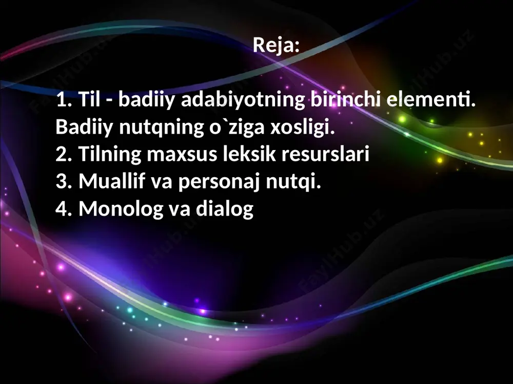utq hodisasiga aylanadi. badiiy nutqning farqlanganligi shuki, unda muallif nutqi va qahramonlar nutqi ajratiladi. ta`kidlash kerakki, mazkur farqlanish asosan epik va liro-epik xarakterdagi asarlarga xosdir. bu xil asarlarda voqea, voqea kechayotgan joy yoki sharoit tasviri, qahramonlarga berilayotgan ta`rif, muallifning fikr-mulohazalari kabilar bevosita muallif tilidan beriladi. muallif obrazi asarda tasvirlangan badiiy voqelikni yaxlitlashtiruvchi subyektiv asos bo`lganidek, avtor nutqi asarning moddiy tarafini yaxlitlashtiruvchi unsurdir. muallif nutqi vositasida asar qismlari, voqealar, tafsilotlar yaxlit bir organizmga - badiiy matnga birikadi. muallif nutqi grammatik jihatdan adabiy til normalariga yaqinlashadi, biroq uning adabiy til normalariga to`la muvofiq bo`lishini talab qilishlik xato bo`lur edi. badiiy nutq ikki shaklda: sochma(nasr) va tizma(nazm) shakllarda mavjuddir. nasriy nutq tuzilishi jihatidan kundalik muloqot tiliga o`xshash bo`lsa, she`riy nutq muayyan bir o`lchovga solingan, hissiy to`yintirilgan nutq sanaladi. nasriy nutq epik va dramatik asarlarning asosiy nutq shakli hisoblanadi. shu bilan birga, she`riy yo`lda ham epik va dramatik asarlar yaratilishi mumkinligini unutmaslik kerak. she`riy …