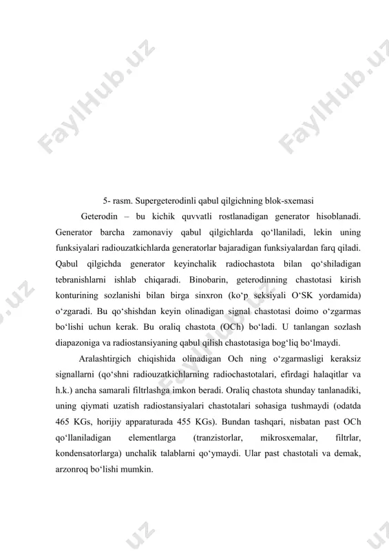 tashqari, nisbatan past och qo‘llaniladigan elementlarga (tranzistorlar, mikrosxemalar, filtrlar, kondensatorlarga) unchalik talablarni qo‘ymaydi. ular past chastotali va demak, arzonroq bo‘lishi mumkin. image1.png image2.png