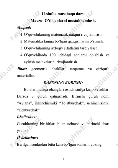 ii-sinfda musobaqa darsi — DOC