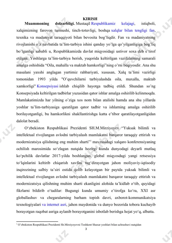 i uzviyligi muhim ahamiyat kasb etadi. umumta’lim maktablarida mehnat ta’limi darslarida olgan bilim, malaka va ko‘nikmalarni yuqori 8-9-sinflarda “kasb tanlash”, “ishlab chiqarish asoslari” o‘quv kurslarini hamda ommaviy va an’anaviy kasb yo‘nalishlari bo‘yicha mehnat ta’limini amaliy mashg‘ulotlar asosida o‘rgatish. o‘rta maxsus hunar o‘quv yurtlarida ma’lum kasblarni asoslarini egallagan bitiruvchilarga tegishli hujjatlar va attestatsiya mazmunini yoritish lozim bo‘ladi. “ta’lim to‘g‘risida”gi hamda “kadrlar tayyorlash milliy dasturi”[footnoteref:2]dagi qonunda yosh avlodni mehnat faoliyatiga tayyorlash ongli ravishda mehnat va kasb mahoratini egallashda ta’lim va tarbiya tamoyillariga amal qilishga o‘quvchilarda ijtimoiy foydali mehnatga munosabat va urf-odatni tarbiyalash o‘quvchilarning g‘oyaviy bilimlarini kengaytirish, o‘zbekistonning buyuk maqsad yo‘lida faol kurashchilarni shakllantirish, yo‘naltirishdir. kasbga yo‘naltirish o‘quvchilarning mustaqil kasb tanlashga ilmiy va amaliy jixatlardan tayorlash tizimidir. bu jarayonida shaxsning o‘ziga xos xususiyatlarini ham davlat manfaatlari uchun mehnat qilish va taqsimlash zaruriyatini ham hisobga olish kerak. bu joyda umumiy foydali jamiyat manfaati uchun har qanday ishga tayyorgarlik qobiliyatlarini, intilishini talab etiladi. kasbga yo‘naltirishning …