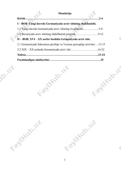 germaniyada arxiv ishi — DOCX