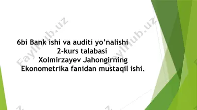 bank ishi va auditi yo’nalishi — PPTX