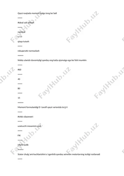 elektr yuritmalari haqida ma'lumotlar — DOCX