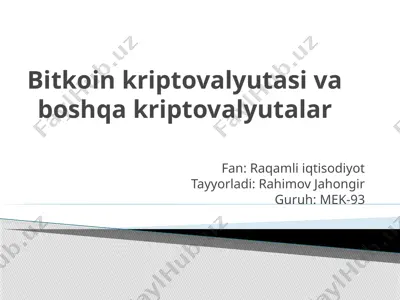 bitkoin kriptovalyutasi va boshqa kriptovalyutalar — PPTX