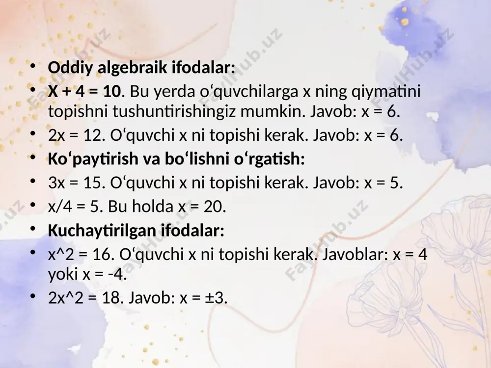 algebra element o‘rgatish metodikasi. ulush va kasr. o’nli kasr - Page 4