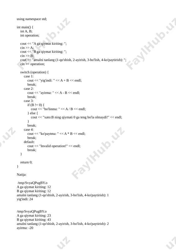 chiziqli, tarmoqlanish va uzilishlarni tashkil etish operatorlari - Page 4