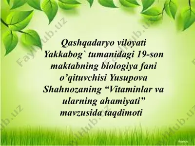 "vitaminlar va ularning ahamiyati" — PPTX