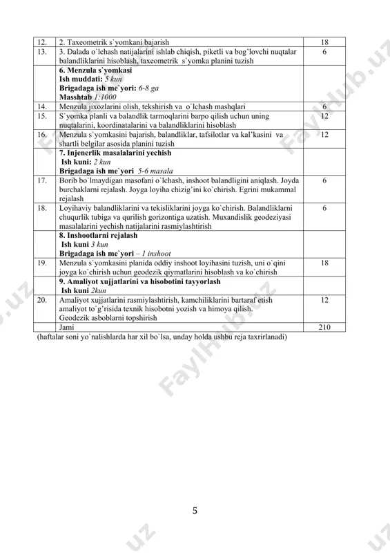 yo`naltirish vinti,16-adilakni sozlash vinti, 17-ustun, 18-ipli truba ob`ektivi,19-mikroskopni yoritish uchun darcha, 20 - korpus, 21- ko`zgu, 22 - magnit mili. shtativlar shn (g), shr (d): 1- kallak 2 - o`rnatkich vint, 3 - oyoq,4 - uch, 5- ko`tarish kamari, 6 -tayanch, 7- cheklagich,8- qisish bloki. gorizontal burchakni o`lchash printsipida burchakning v uchidan o`tuvchi sathiy sirtga fikran urinma m tekislik o`tkaziladi (4-rasm, a). va va vs chiziqlar yo`nalishlari shovun chizig`ida yotuvchi vertikal va tekisliklar bilan gorizontal m tekislikka proektsiyalanadi. proektsiyalangan va va vs chiziqlar orasidagi β burchak gorizontal burchak deyiladi. joydagi va va vs chiziqlar bilan m tekislik orasidagi va burchaklar vertikal (qiyalik) burchaklar bo`ladi. gorizontal va vertikal burchaklarni o`lchash uchun teodolit qo`llaniladi. 4-rasm. gorizontal burchakni o`lchash: a - printsipi; b - sxemasi, в - o punktidagi yo`nalishlar. teodolit shr shtativiga (1-rasm, d) o`rnatkich vint yordamida maxkamlanadi. o`rnatkich vint ilmog`iga teodolitni nuqta ustida markazlashtirish uchun shovun ilinadi. teodolitda gorizontal tekislik vazifasini …