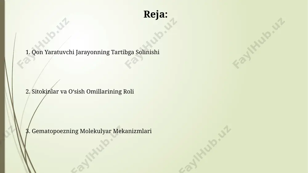 sitokinlar, masalan, il-6 va tnf-α darajasini koʻpaytirib, suyak koʻmigida yalligʻlanishni kuchaytiradi va gematopoezni buzadi. oʻtkir stress kortizol darajasining keskin oshishiga olib keladi, bu esa gematopoetik poya hujayralarining proliferatsiyasini bostirishi va immunitet funksiyasini susaytirishi mumkin. mikroiy muhitning ahamiyati stromal hujayralar, shu jumladan, fibroblastlar va endoteliy hujayralari, hematopoezning muhim regulyatorlari bo'lib, o'sish omillari va hujayra yopishqoqlik molekulalarini 50% dan ortiq miqdorda ajratadi. mikroiqlimning tarkibiy elementlari, masalan, ekstrasellulyar matritsa va uning tarkibiy qismlari (kollagen, fibronektin), hematopoetik poya hujayralarining o'z-o'zini yangilash va differentsiatsiyasi jarayonlarini taxminan 30-40% ga ta’sir qiladi. transkripsiya omillari tal1 va scl kabi transkripsiya omillari eritroid va limfoid ajdod hujayralarining differentsiatsiyasi uchun juda muhim bo'lib, 50 ga yaqin genning ifodasini boshqaradi. gata-1, foxo3 va runx1 kabi transkripsiya omillari qon hujayralari rivojlanishining turli bosqichlarida 10 dan ortiq genni tartibga soladi. epigenetik regulyatsiya gematopoezning epigenetik regulyatsiyasi hujayra differentsiatsiyasi jarayonida dna metilasyonining 5-10% o'zgarishini o'z ichiga oladi, bu esa gen ekspressiyasini o'zgartiradi. histon modifikatsiyasi, masalan, …