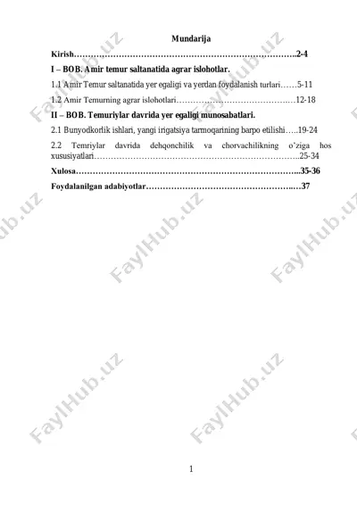 temuriylar davrida agrar islohotlar — PDF