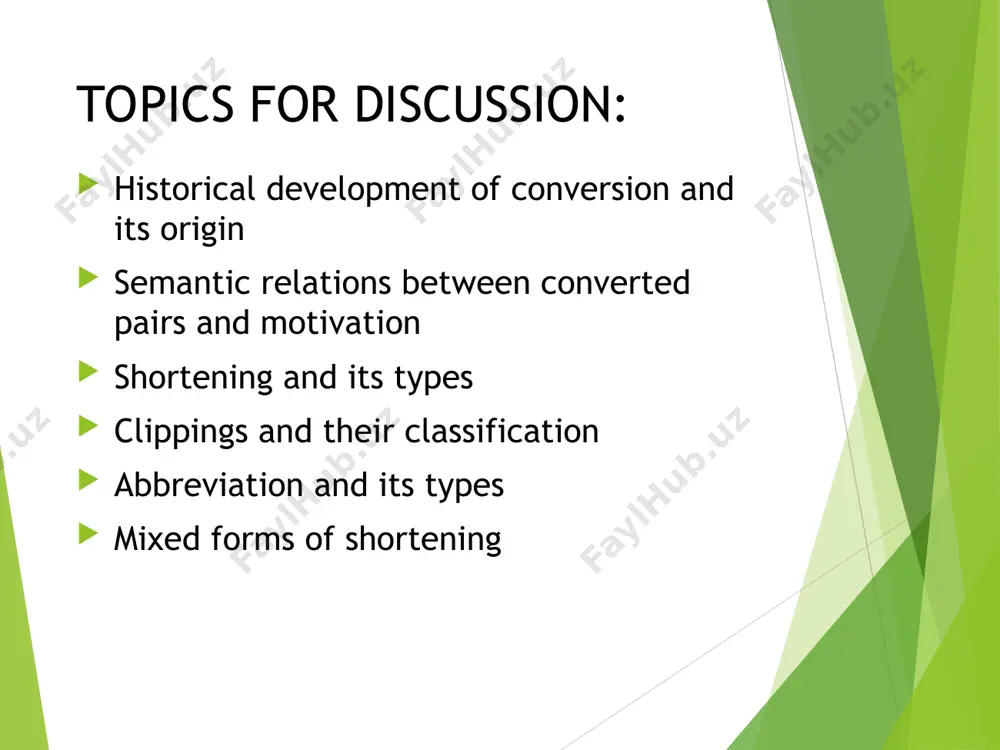 cal semantic relations within a converted pair verbs converted from noun (denominal verbs) denote: 1. action characteristic of the object ape (n) - to ape (v) butcher (n) - to butcher (v) 2. instrumental use of the object screw (n) - to screw (v) whip (n) - to whip (v) verbs converted from nouns expressing the names of some animals such as: fox, rabbit, rat, fish, foal denote resultative with the meaning: “to hunt some animal” to rat, to fish, and “to give birth to some animal”, to fox, to rabbit, to foal. nouns converted from verbs (deverbal nouns) denote: 1. instance of the action: to jump (v) - jump (n); to move (v) - move (n) 2. agent of the action: to help (v) - help (n), to switch (v) - switch (n) 3. place of action: to drive (v) - drive (n), to walk (v) - walk (n) …