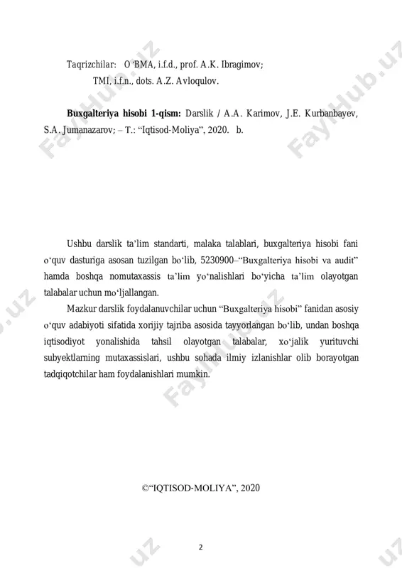 belgilangan iqtisodiyotni rivojlantirish va liberallashtirishning ustuvor yo‘nalishlari borasidagi vazifalar ijrosi tayyorlanayotgan kadrlar sifatiga ham bog‘liqdir. bunday ustuvor vazifani bajarish iqtisodiyotning rivojlanishini zamon talablariga moslashtirib, takomillashtirib borishni taqozo etadi. har bir xo‘jalik yurituvchi subyekt o‘z faoliyatining foydalilik darajasini doimo tahlil qilishga va amalga oshirilayotgan jarayonlarning hisobini to‘g‘ri tashkil qilishlari zarur. bu sharoitda buxgalteriya hisobining ahamiyati katta bo‘lib, undan yanada unumli foydalanish zaruriyati ortib boradi. chunki, aynan shu sohalar iqtisodiyot subyektlarining aytib o‘tilgan talablarning bajarilishida muhim o‘rinni egallaydi. buxgalteriya hisobi fani aniq, qiziqarli, tortishuvli va muammoli fanlardan biri hisoblanadi. tarixiy ma’limotlarga ko‘ra buxgalteriya hisobini tashkil qilish va takomillashtirish borasida to‘rtta yirik davlat: italyan, fransuz, nemis va angliya- amerika maktablari mavjuddir. buxgalteriya hisobining tashkiliy jihatlari borasida bu maktablarning qarashlari bir-biriga o'xshamaydi. ularning ta’limotlariga ko‘ra 4 buxgalteriya hisobi fanining asosi ham har xil talqin qilinadi. masalan, italyan maktabi vakillari buxgalteriya hisobi fanining asosini algebra va huquq, fransuz maktabi vakillari siyosiy iqtisod, nemis maktabi vakillari …
