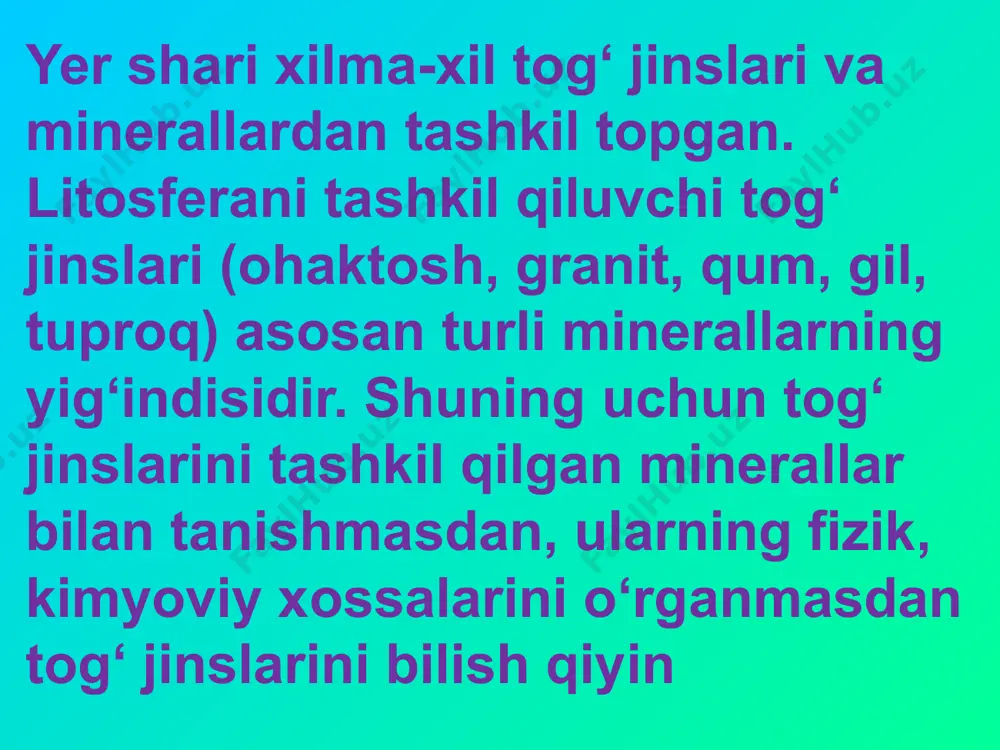 b, u (3.6) formulaga qо‘yilsa, unda о‘tkazuvchanlik koeffitsiyenti quyidagicha ifodalanadi: ; [m2] (5.7) bu yerda: q - tog‘ jinsi orqali о‘tadigan eritmaning hajmiy sarfi, m3/cek; f - namunaning kо‘ndalang kesim yuzasi, m2. sizilish koeffitsiyentini о‘lchov birligining fizik ma’nosi sizilish jarayonida о‘tkazuvchan g‘ovak muhit kanallarining kо‘ndalang kesim yuzasining о‘lchamlarini tavsiflaydi. neftlilik kollektorlarining о‘tkazuvchanligi katta oraliq qiymatlarda о‘zgaradi. kо‘pgina neft konlarida tog‘ jinslarining о‘tkazuvchanligi 0,1-2 mkm2 ga teng. agar burmaning ustki qismida va tubida kuchsiz о‘tkazuvchan tog‘ jinslari joylashgan bо‘lsa, bunday hollarda neft va gaz suv ustiga suzib chiqadi, antiklinal gumbaziga tushadi va tutqichlarga tо‘planadi (5.1-rasm, a). 5.1-rasm. tutqichlar turi: a-gumbazli; b-litologik; d-tektonik; e-stratigrafik 5.3. tog‘ jinslarini hosil qiluvchi minerallar tog‘ jinslarining granulometrik tarkibi undagi har xil kattalikdagi donalarni о‘lchamlari bо‘yicha tarkibiy miqdoriga qarab belgilanadi. g‘ovaklik, о‘tkazuvchanlik, solishtirma yuza va g‘ovaklik muhitining kapillyar xossalari tog‘ jinslarining granulometrik tarkibiga bog‘liq tog‘ jinslarini zarrachalarining о‘lchami katta oraliq chegaralarda о‘zgaradi. tog‘ jinslari donalarining о‘lchamlari bо‘yicha …